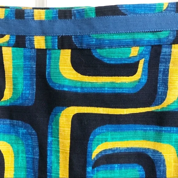 New Boden Blue Geometric Cotton Pencil Skirt 4 - Picture 4 of 6